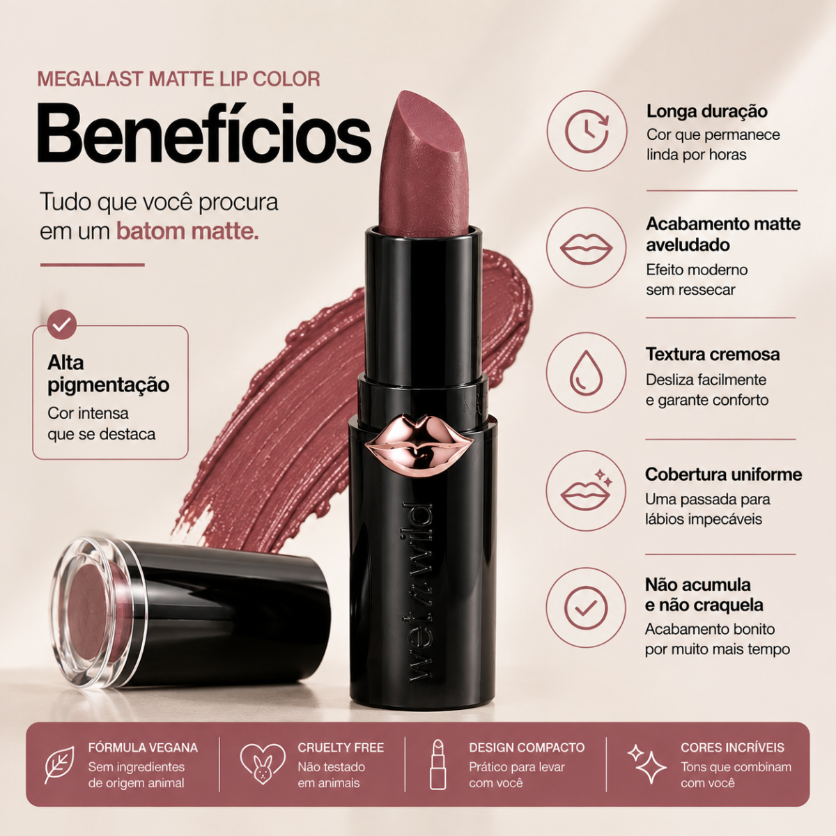 Batom Matte Longa Duração - Megalast Lip Color Matte