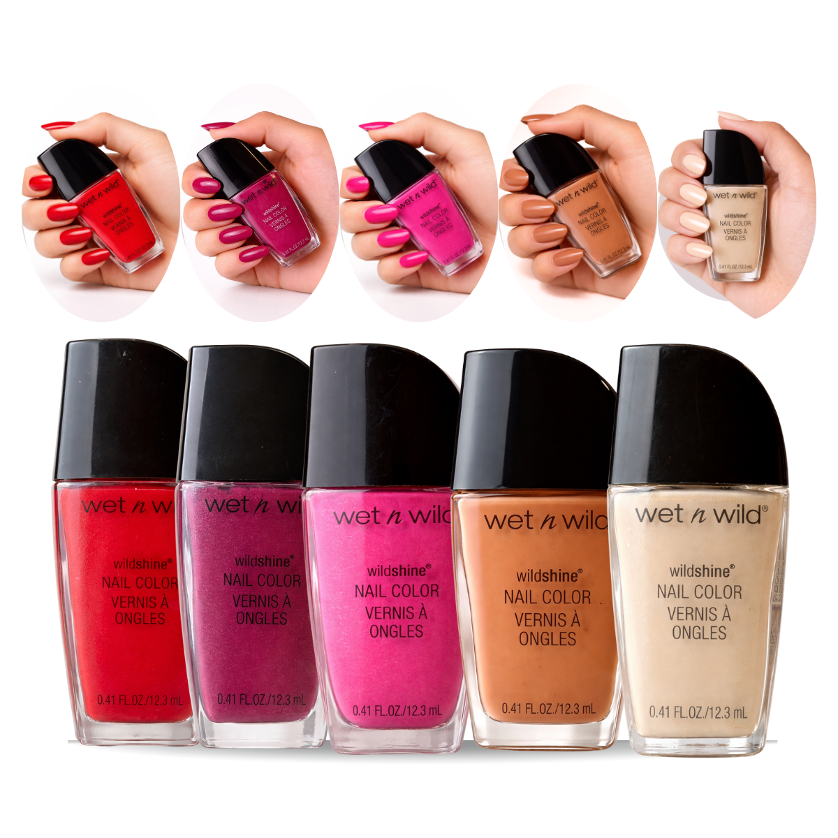 KIT 5 ESMALTES WET N WILD SHINE NAIL COLOR