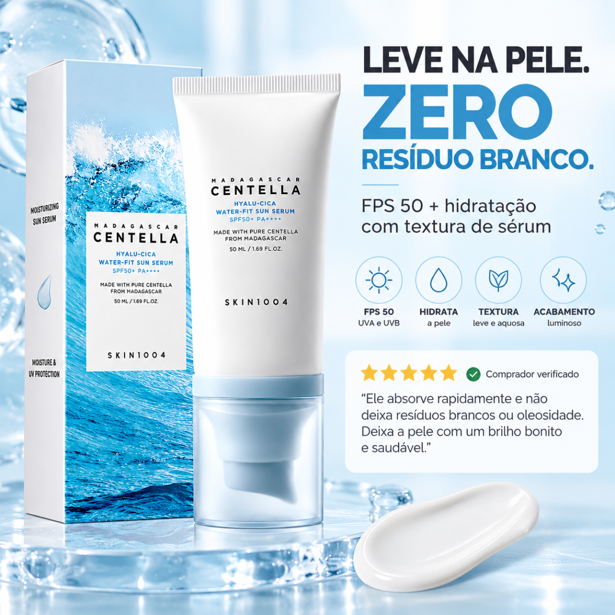 SKIN1004 Madagascar Centella Protetor Solar Facial Hyalu-Cica FPS 50+ 50ml