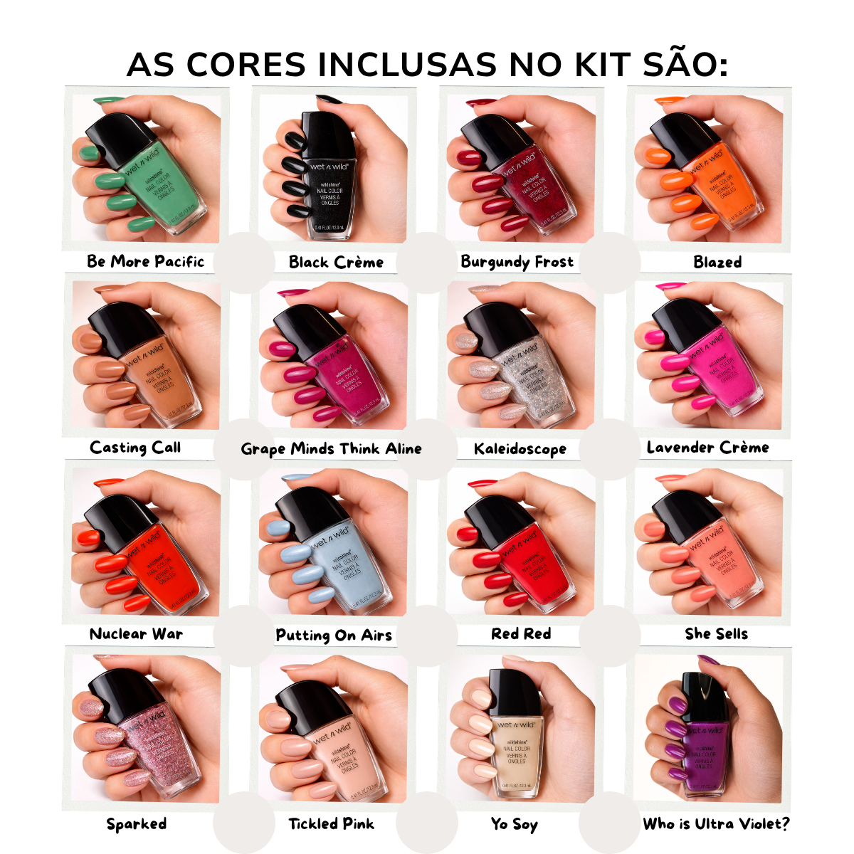 KIT 16 ESMALTES WET N WILD SHINE NAIL COLOR