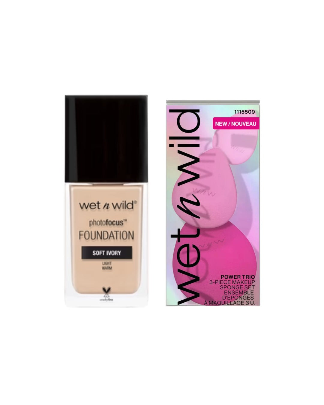 Kit Base Matte Photo Focus - Soft Ivory +  Esponja Power Trio 3-Piece Makeup