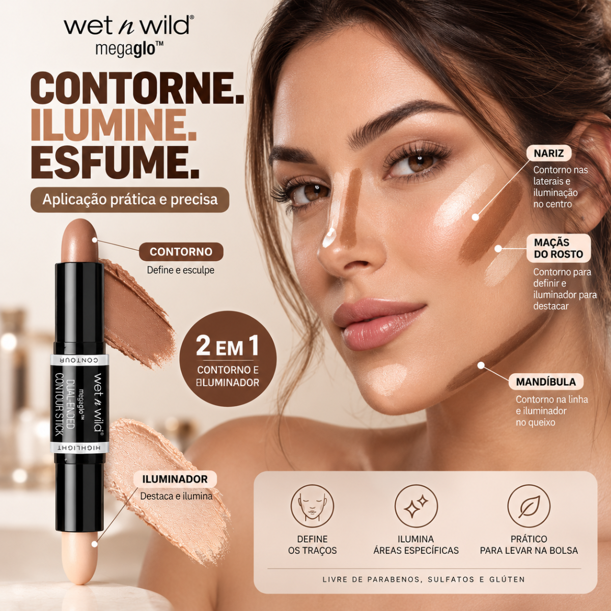 Contorno em Bastão - MegaGlo Dual-Ended Contour Stick
