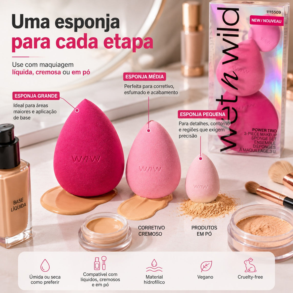 Power Trio 3-Piece Makeup Sponge Set