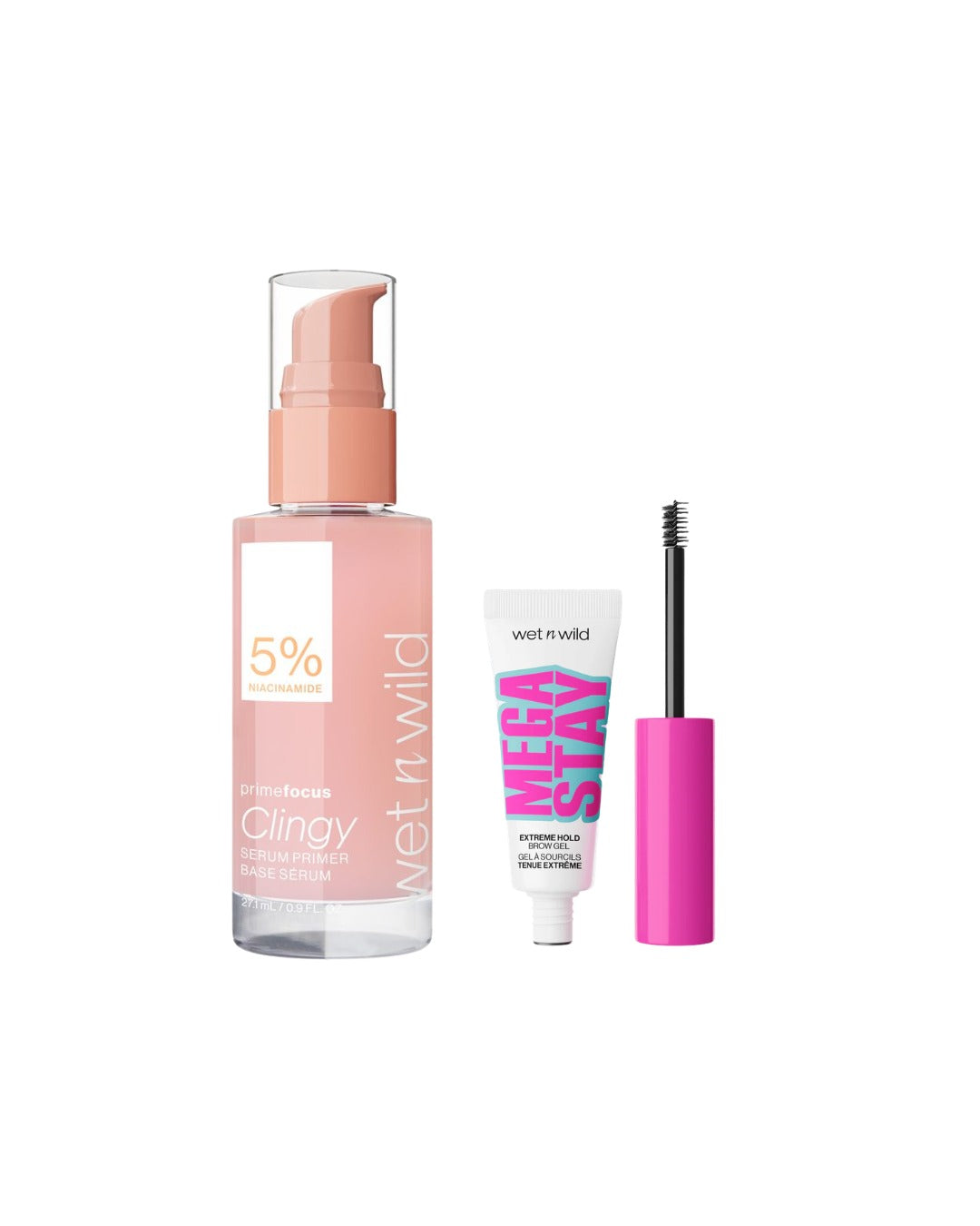 Gel de Sobrancelhas - Mega Stay Exteme Hold Brow Gel + Primer Facial Serum - Prime Focus Clingy Primer
